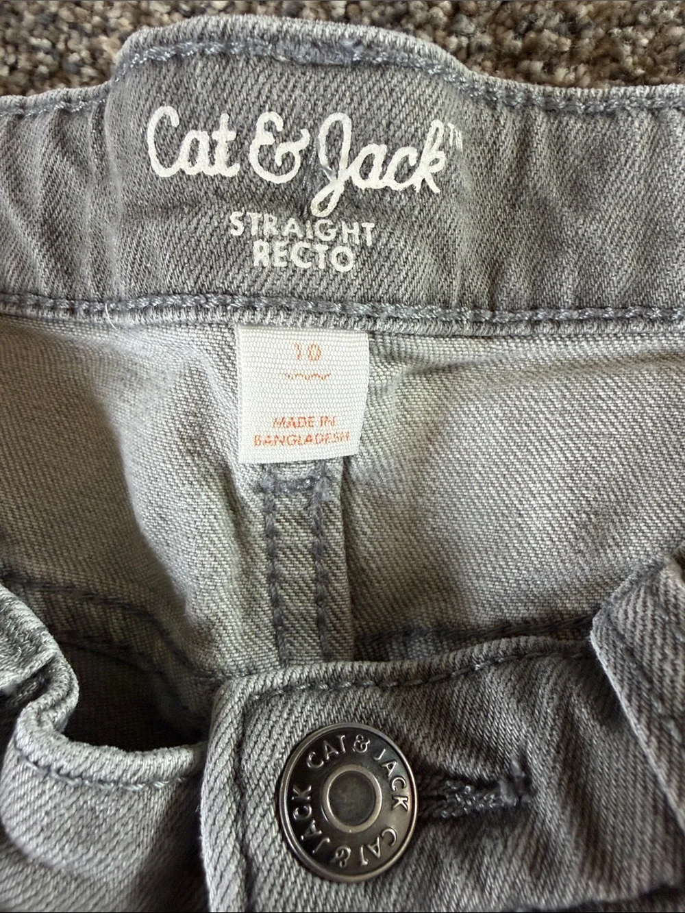 Boys Cat & Jack Grey Distressed Kids Jeans Size 10